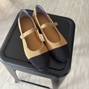 Rothy's Women's Black and Tan Mary Jane Flats